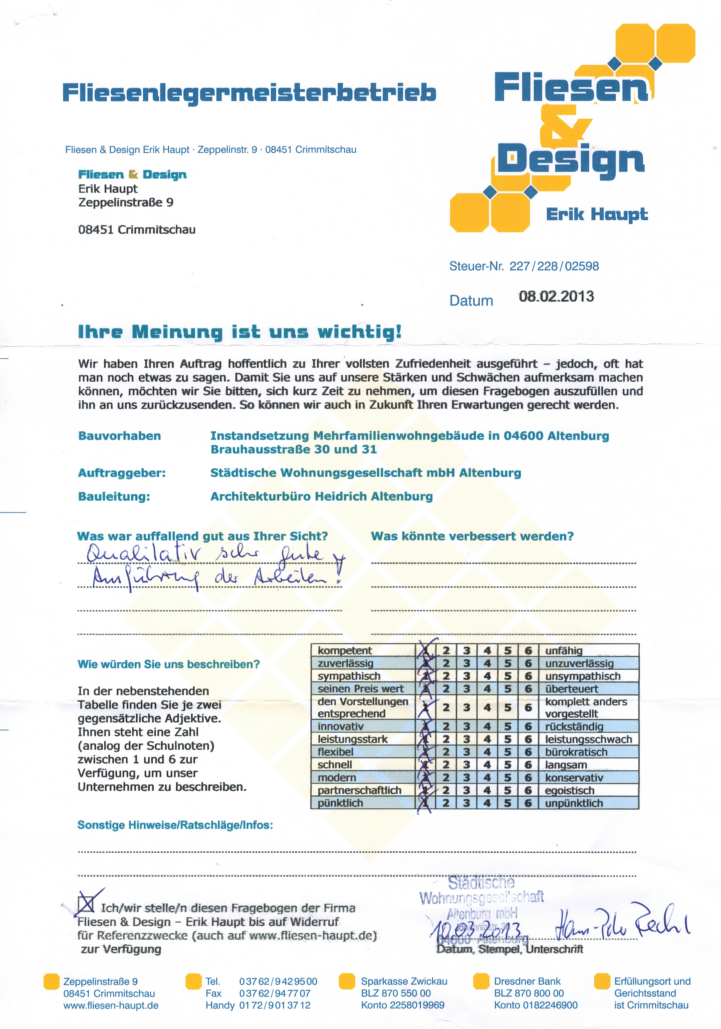 Referenzscheiben SWG Altenburg